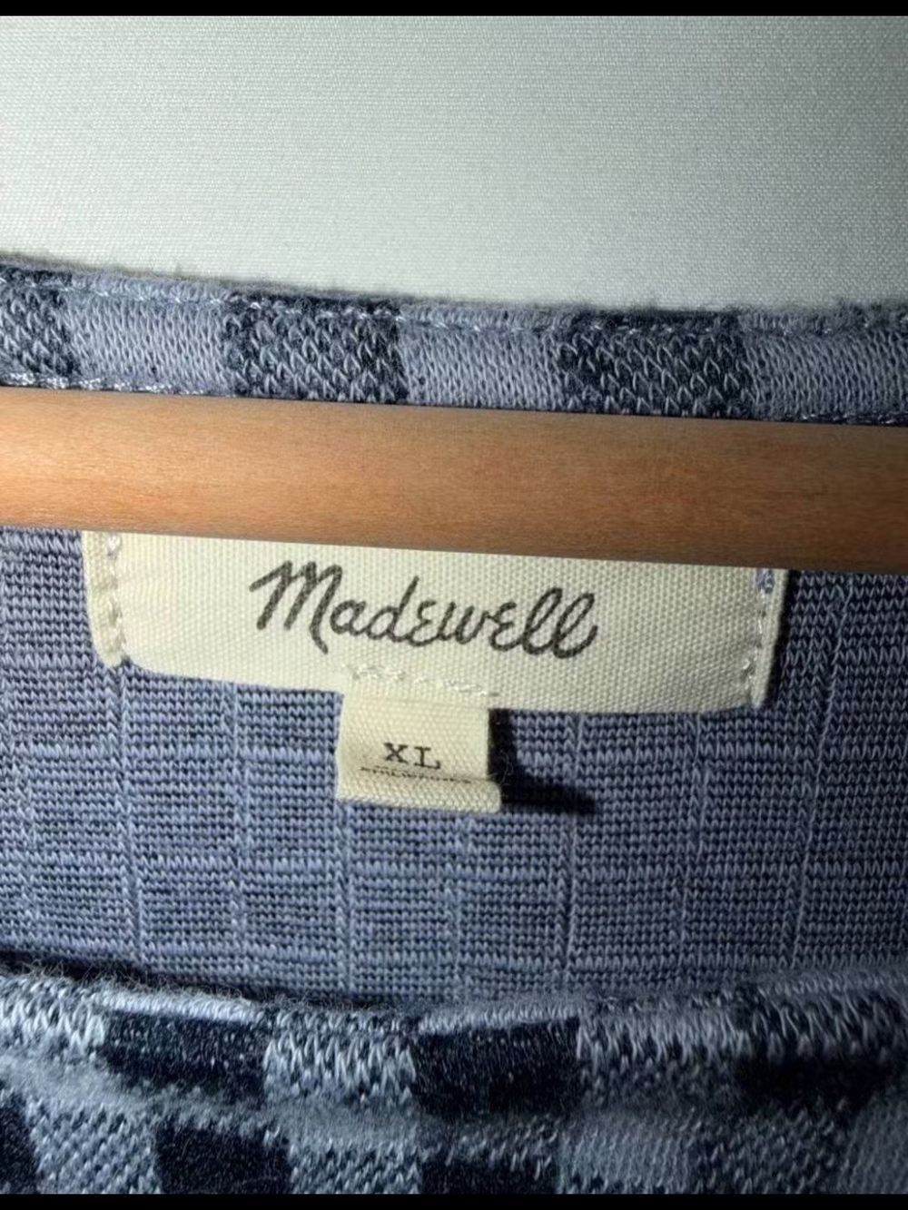 Madewell Black and Gray Checkered Sleeve Top - Picture 3 of 6